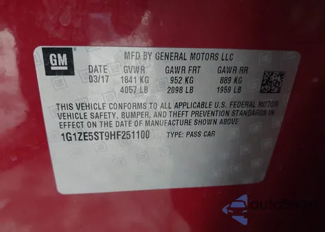 2017 Chevrolet Malibu 1Lt из США, поврежденный, VIN 1G1ZE5ST9HF251100